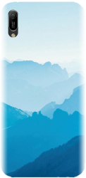 Husa din silicon compatibila cu Huawei Y6 2019 fara amprenta - model Blue Mountain Crests 