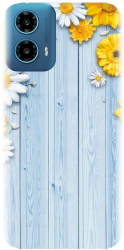 Husa din silicon compatibila cu Motorola Moto G34 5G - model Sunflower On Blue Wood 