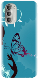 Husa din silicon compatibila cu Motorola Moto G52 / G82 - model Blue Butterfly 
