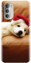 Husa din silicon compatibila cu Motorola Moto G52 / G82 - model Christmas Puppy 