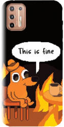 Husa din silicon compatibila cu Motorola Moto G9 Plus - model Pixel Art This Is Fine 