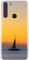 Husa din silicon compatibila cu Motorola One Fusion - model Wind Sail Boat Ocean Sunset 