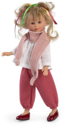 Papusa Celia cu pantaloni rosii si camasa alba 30 cm 