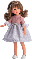 Papusa Celia cu rochita gri cu roz 30 cm 