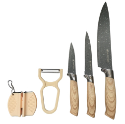 Set cutite AMBITION Kenya 5 piese include ascutitor cutite si curatator legume 