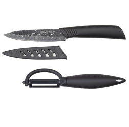Set cutite AMBITION Skiv 2 piese include curatator legume negru lama ceramica 