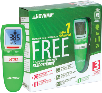 Termometru non-contact Novama Free pentru masurarea temperaturii corpului camerei suprafetei memorie 30 masuratori masurare instantanee 
