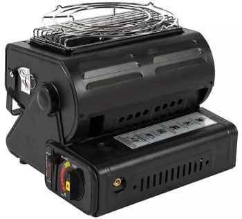Aragaz camping portabil Micul Fermier 2 in 1 incalzitor 1.3 kW un arzator aprindere piezo-electrica 29x24x27 cm 