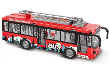 Autobuz cu sunete lumini functie usi deschise Traffic Bus scara 1 16 rosu 