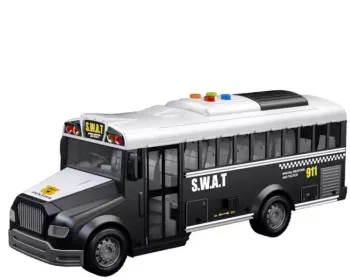 Autobuz politie SWAT cu sunete lumini si functie usi deschise 28 cm 