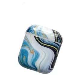 Husa AirPods cu Inel Prindere Marble Albastru 