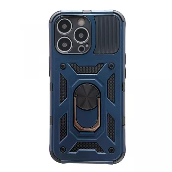 Husa de protectie Flippy compatibila cu Apple iPhone 13 Pro Max Defender Model 4 cu suport Albastru 