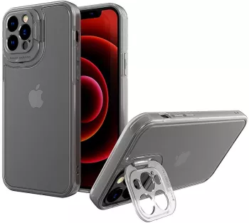 Husa de protectie pentru Apple iPhone 14 Pro Flippy Bracket series cu suport si protectie pentru camera Transparent 