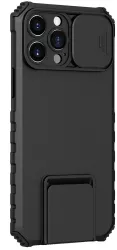 Husa Defender cu Stand pentru iPhone 12 Pro Max Negru Suport reglabil Antisoc Protectie glisanta pentru camera Flippy 