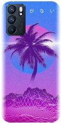 Husa din silicon compatibila cu Oppo Reno 6 Pro Plus 5G - model Vaporwave Palm 
