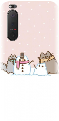 Husa din silicon compatibila cu Sony Xperia 5 II - model Cat And Snowman 
