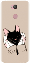 Husa din silicon compatibila cu Sony Xperia L2 - model Th Black Cat In Hands 