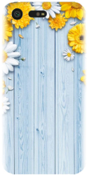 Husa din silicon compatibila cu Sony Xperia X Compact / XC - model Sunflower On Blue Wood 