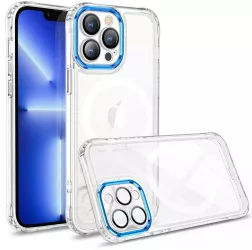 Husa MagSafe Silicone pentru iPhone 12 Flippy Transparenta Magnetica Extra Protectie Camera Albastru 