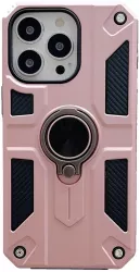 Husa protectie Flippy compatibila cu Apple iPhone 13 Defender Model 5 cu suport prindere inel Roz Auriu 