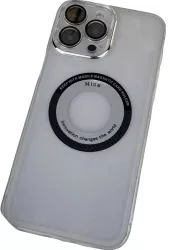 Husa protectie MagSafe TPU Flippy pentru iPhone 13 cu decupaj logo Folie Sticla Camera Transparent 