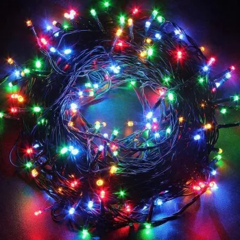 Instalatie Craciun 25 m 715 Led-uri Franjuri Multicolor Flash Transformator Interconectabila Prelungitor 3 m inclus Fir Transparent Flippy 