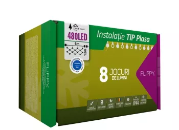 Instalatie Craciun Tip Plasa 6 m x 1.5 m 480 LED-uri Albastru 8 jocuri de lumini Transformator cu telecomanda Interconectabila Prelungitor 