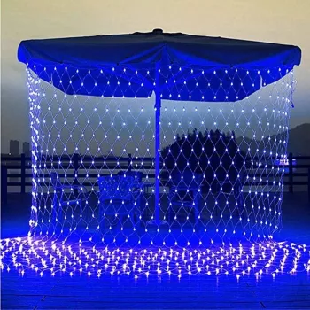 Instalatie Craciun Tip Plasa IP 44 10 x 1 m 400 LED-uri Albastru 8 jocuri de lumini Transformator fara telecomanda Interconectabila 