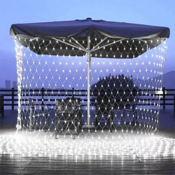 Instalatie Craciun Tip Plasa IP 44 11 x 1 m 480 LED-uri Alb rece 8 jocuri de lumini Transformator fara telecomanda Interconectabila 