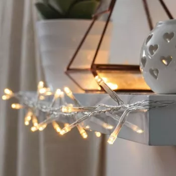 Instalatie de Craciun cu Baterii Tip Liniar 2 jocuri de lumini Fir Transparent 10 m 100 LED -uri Alb Cald