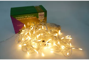 Instalatie de Craciun Flippy® Tip Turturi 8 jocuri de lumini Sectiune 4 m 132 LED-uri Interconectabila Fir Transparent Alb Cald 