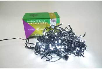 Instalatie de Craciun Flippy® Tip Turturi Franjuri cu Flash Sectiune 4 m 132 LED-uri Interconectabila Fir Negru Alb Rece 