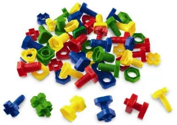 Joc de indemanare suruburi si piulite si cutie de depozitare miniland 