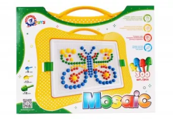 Joc educativ mozaic TechnoK 300 de pioneze de diferite dimensiuni colorate 