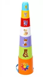 Jucarie educativa tip piramida TechnoK 7 pahare cu animalute 