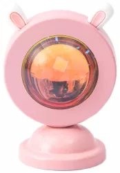 Lampa de veghe cu proiectie Multicolor RGB cu telecomanda Flippy lumina ambientala pentru atmosfera romantica iepuras Roz 
