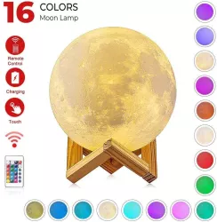 Lampa de veghe in forma de luna cu stele 3D Moon Light Acumulator integrat alimentare USB stand din plastic inclus 13 cm 16 culori 