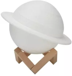 Lampa de veghe in forma de Saturn 3D Moon Light Alb Cald alimentare baterii stand plastic inclus 13 cm Flippy 