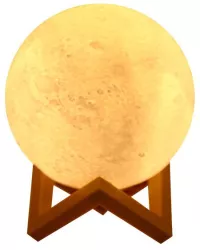 Lampa de veghe luna 3D Moon Light lumina LED alb cald alimentare baterii stand din plastic 20 cm Flippy 