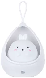 Lampa de veghe portabila cu 2 moduri de functionare Flippy silicon non-toxic reincarcabila USB senzor miscare alb iepuras 