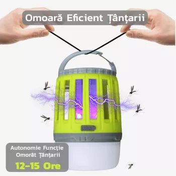 Lampa UV antiinsecte Flippy anti muste anti tantari cu acumulator reincarcabil prin USB portabil 3.7 V 200 lumeni 8.5 x 13.3 cm Verde 
