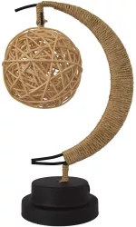 Lampa veghe Flippy semi-luna cu glob din rattan led 28x15 cm alb cald 