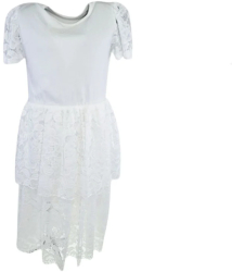 Rochie eleganta cu maneca scurta pentru fete Mini Junior MJ-06 Alb 