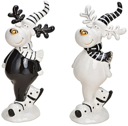 Rudolph Ren ceramic decorativ alb-negru 20 cm 