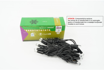 Sectiune Instalatie de Craciun Flippy Tip Liniara cu Flash 2 m 20 LED-uri Interconectabila Fir Negru Alb-Cald 
