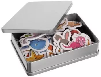 Set 40 magnetei pentru frigider cu animale in cutie metalica Iso Trade MY17484 