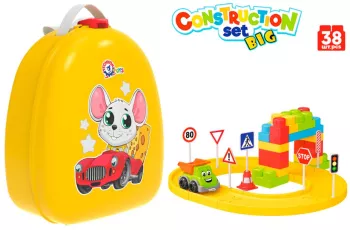 Set cuburi de constructie pista de masiute TechnoK in gentuta tip rucsac 