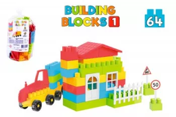 Set cuburi de construit Technok 64 de piese in sac 