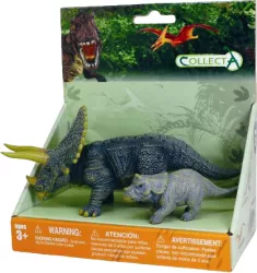 Set de 2 figurine pictate manual triceratops cu pui 89312 