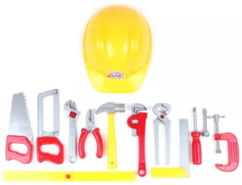 Set de bricolaj TechnoK 12 unelte si o casca. 
